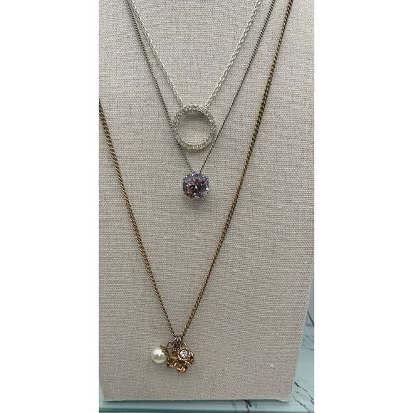 Lot Of 3 Dainty Little Bling Necklaces 1 Is An Aero Necklace - Picture 4 of 8